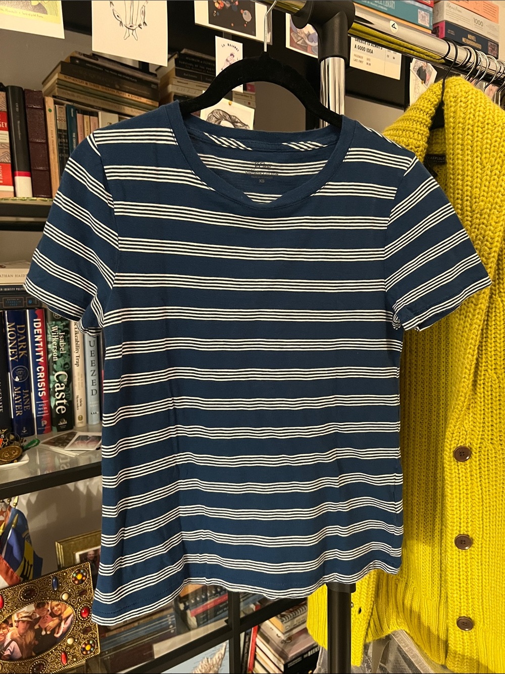 J. Crew Navy and White Striped Short Sleeve Tee
